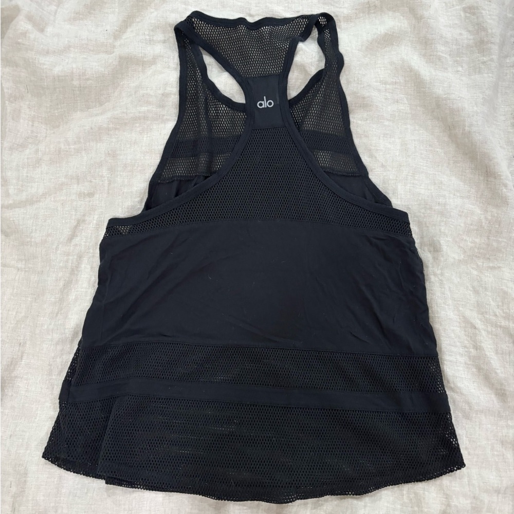 Alo Black Mesh Racerback Tank Top - Picture 4 of 4